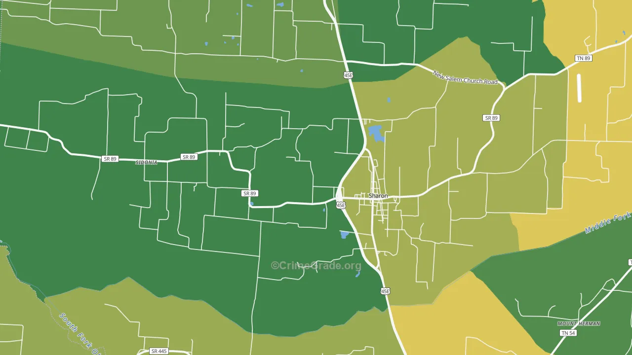 38255, TN Map of Vehicle Theft Rates