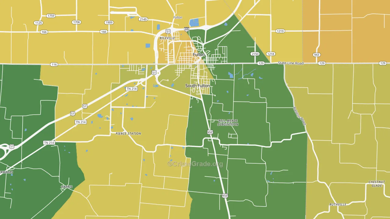 38257, TN Map of Vehicle Theft Rates
