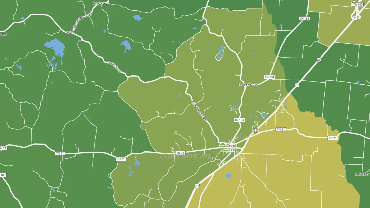 38260, TN Map of Vehicle Theft Rates