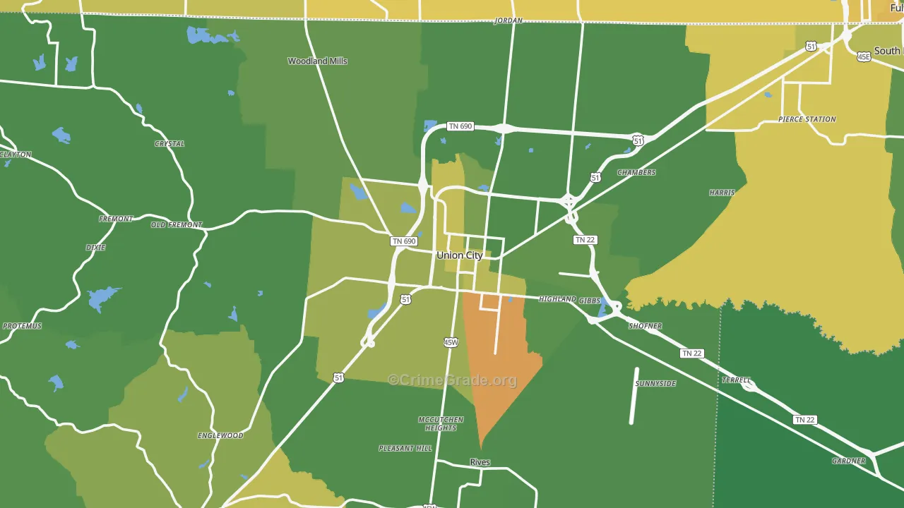 38261, TN Map of Vehicle Theft Rates