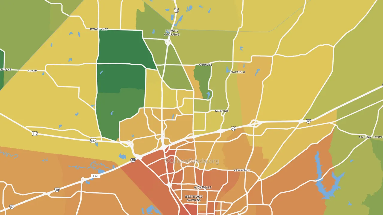 38305, TN Map of Vehicle Theft Rates