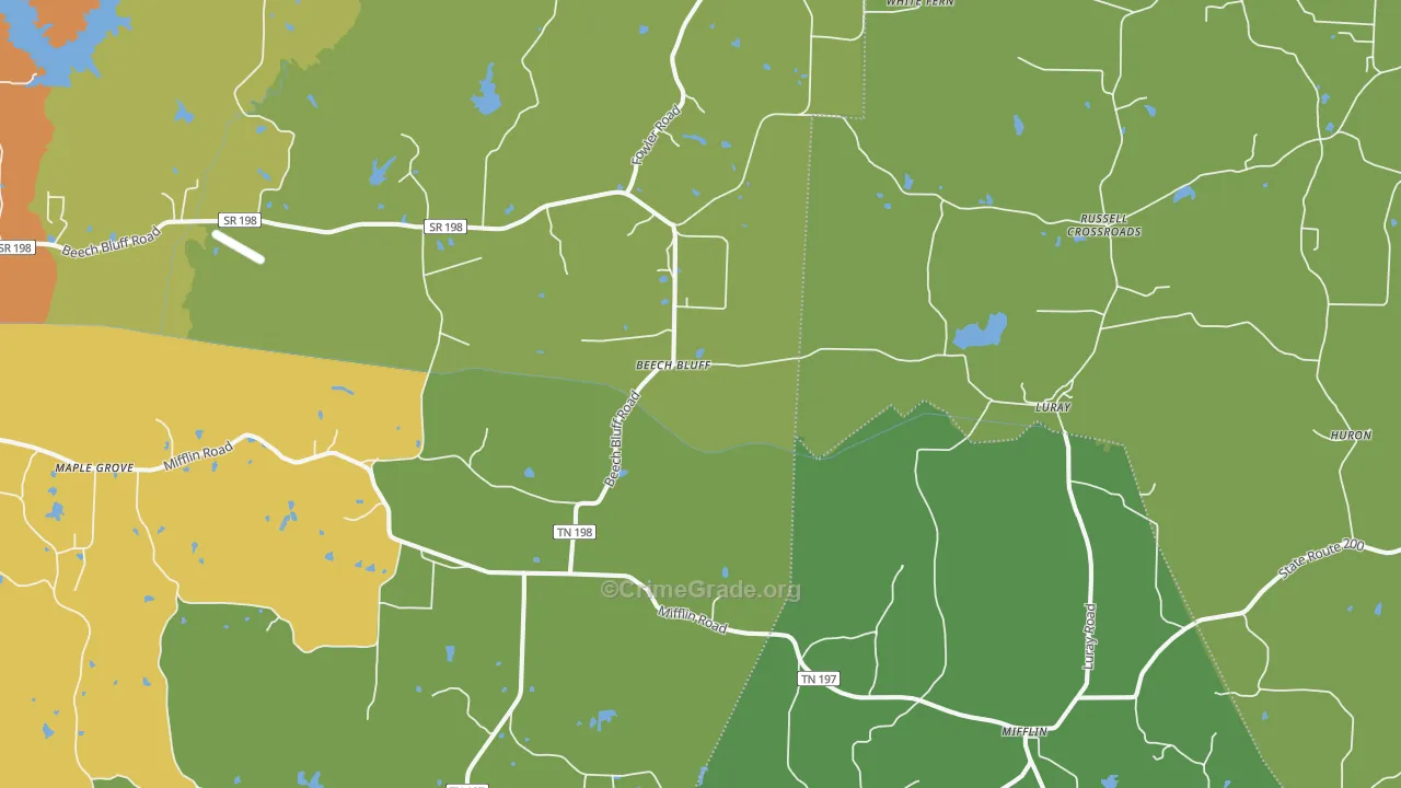 38313, TN Map of Vehicle Theft Rates