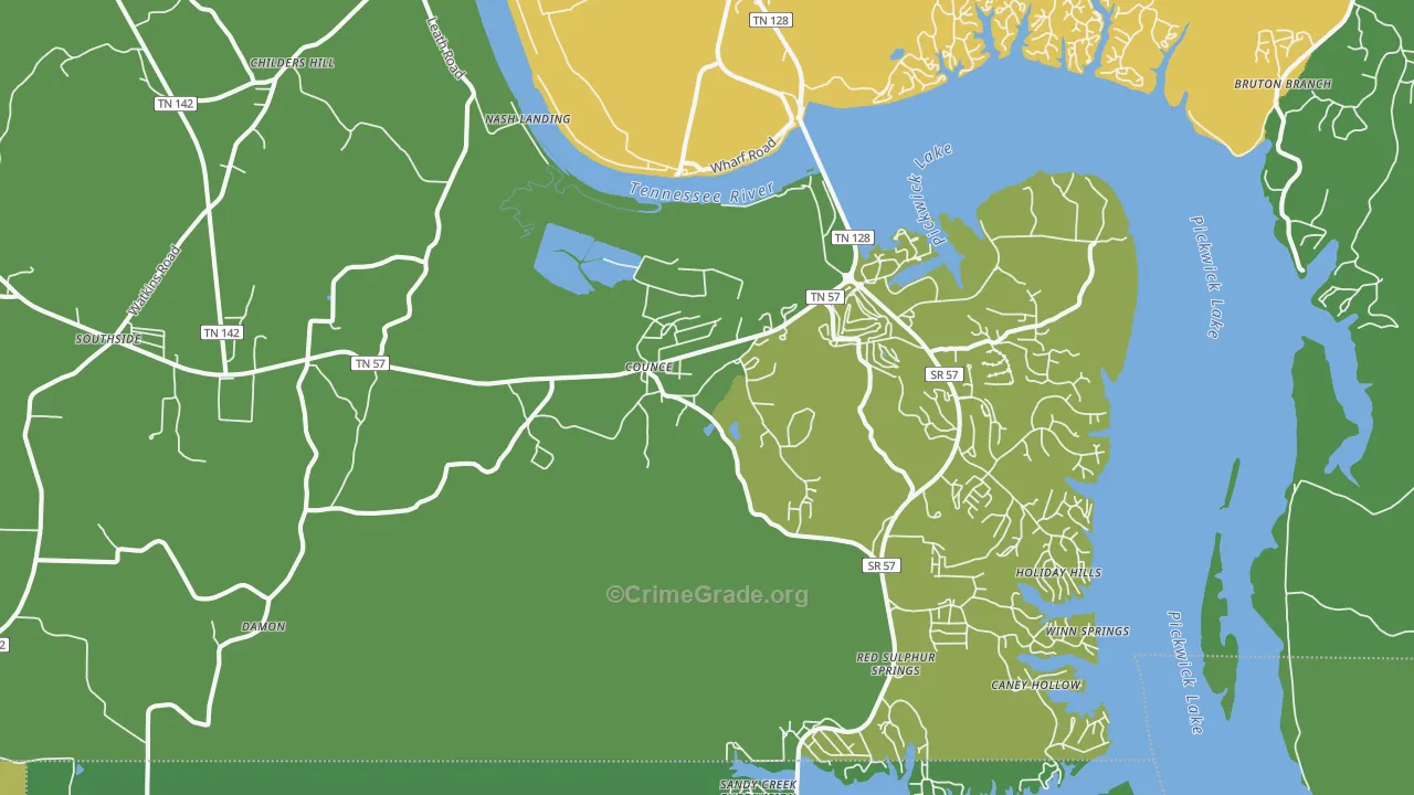 38326, TN Map of Vehicle Theft Rates