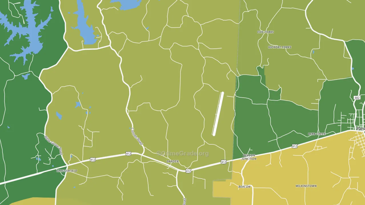 38328, TN Map of Vehicle Theft Rates