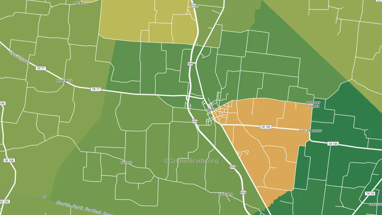 38330, TN Map of Vehicle Theft Rates