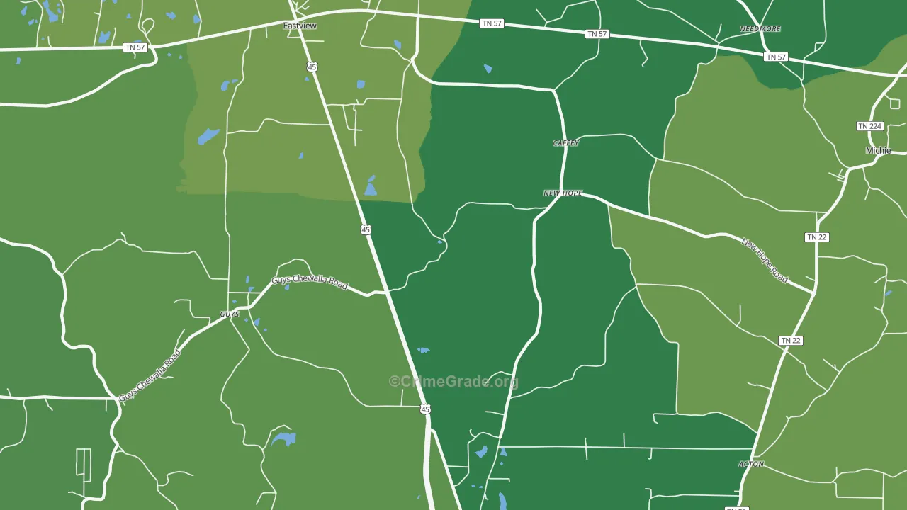 38339, TN Map of Vehicle Theft Rates