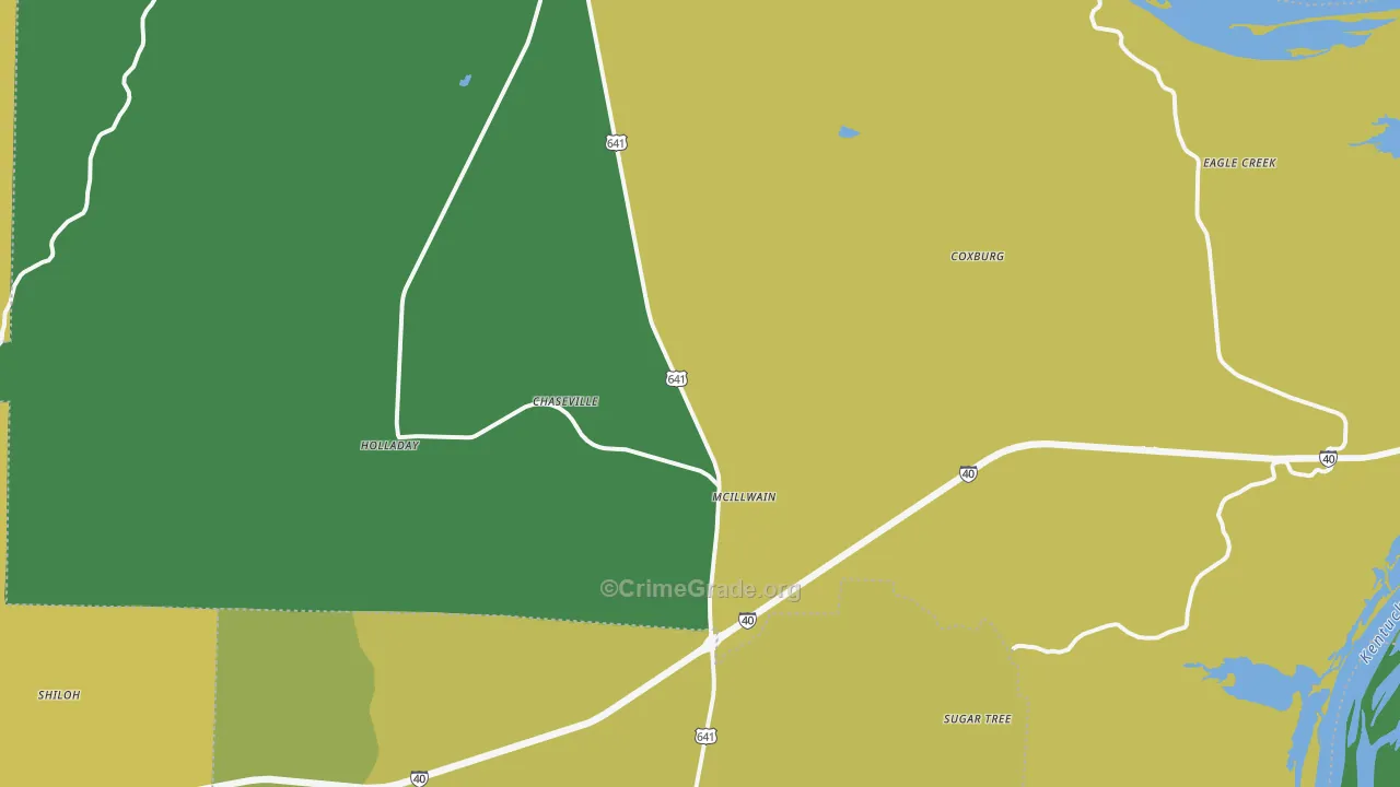 38341, TN Map of Vehicle Theft Rates