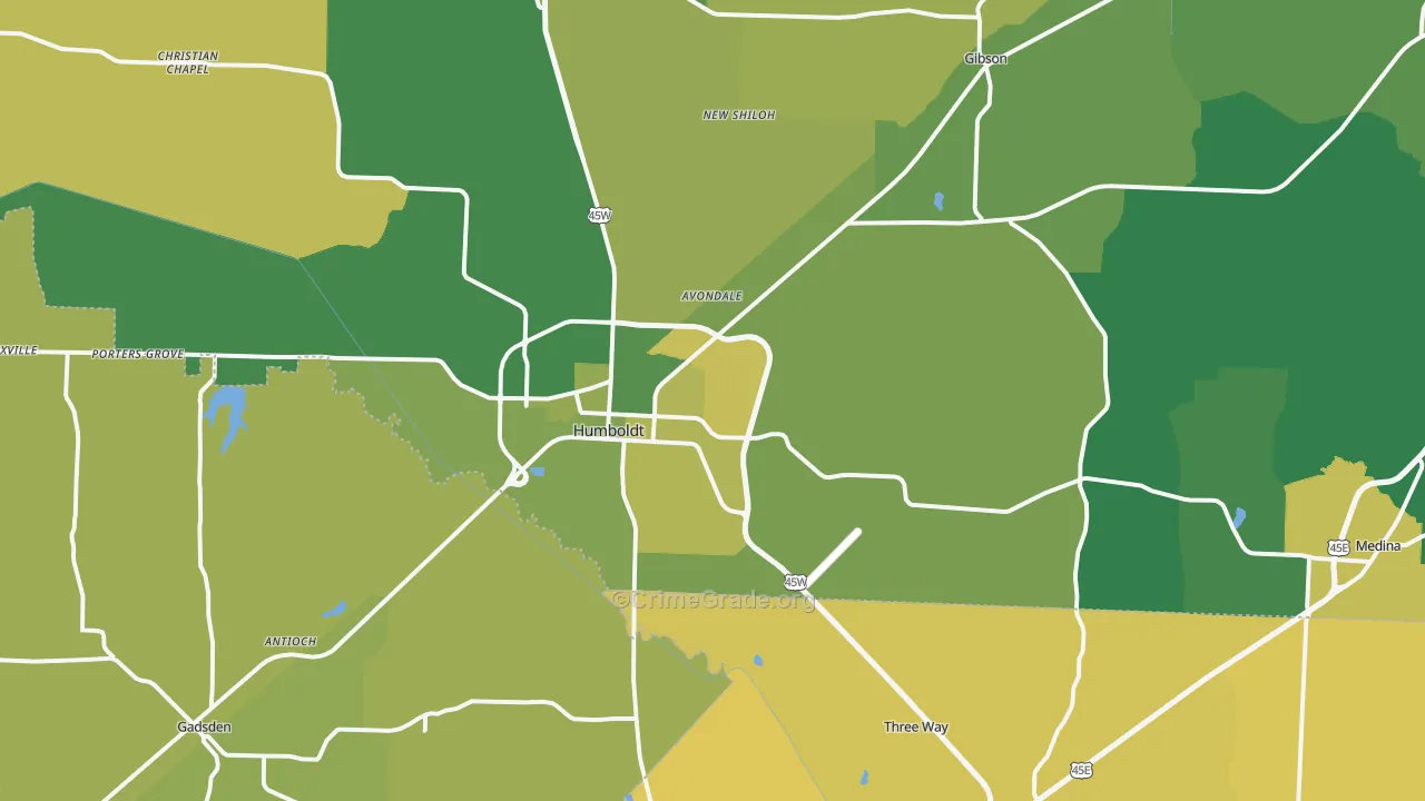 38343, TN Map of Vehicle Theft Rates