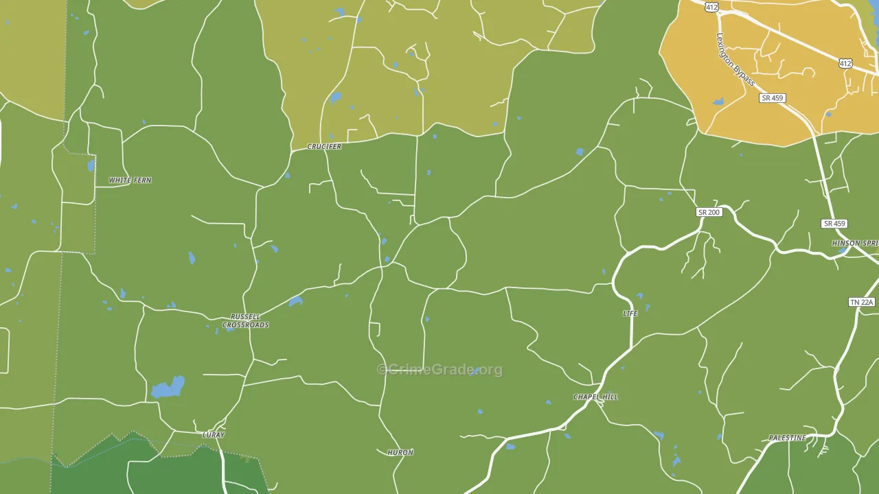 38345, TN Map of Vehicle Theft Rates