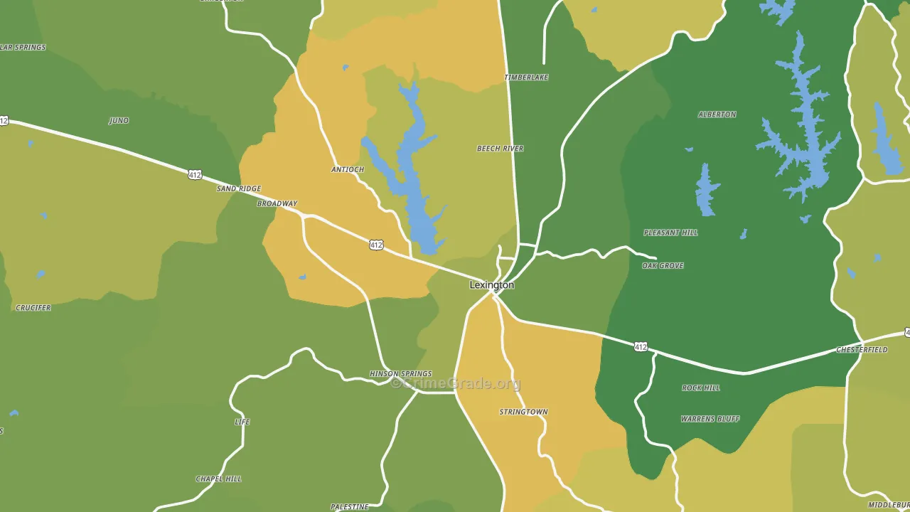 38351, TN Map of Vehicle Theft Rates