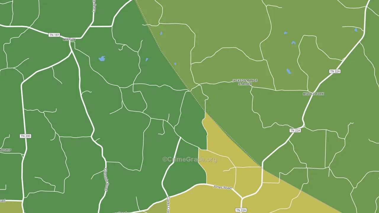 38352, TN Map of Vehicle Theft Rates