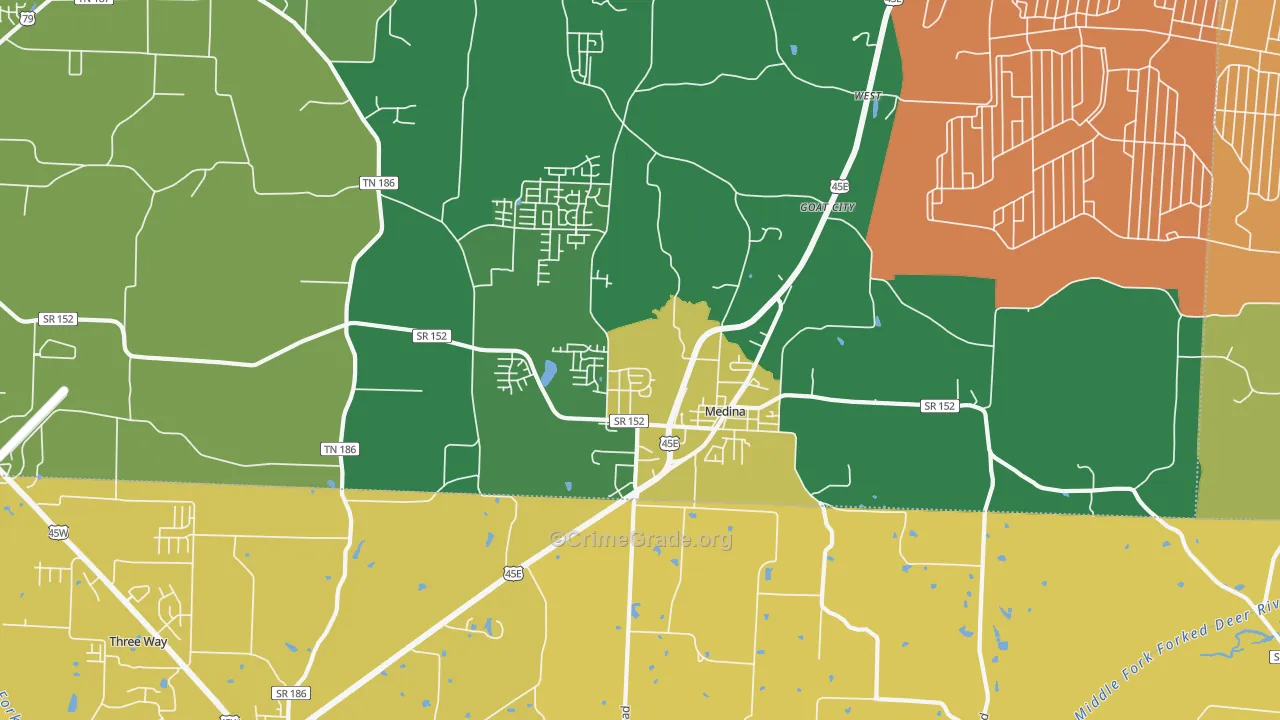 38355, TN Map of Vehicle Theft Rates