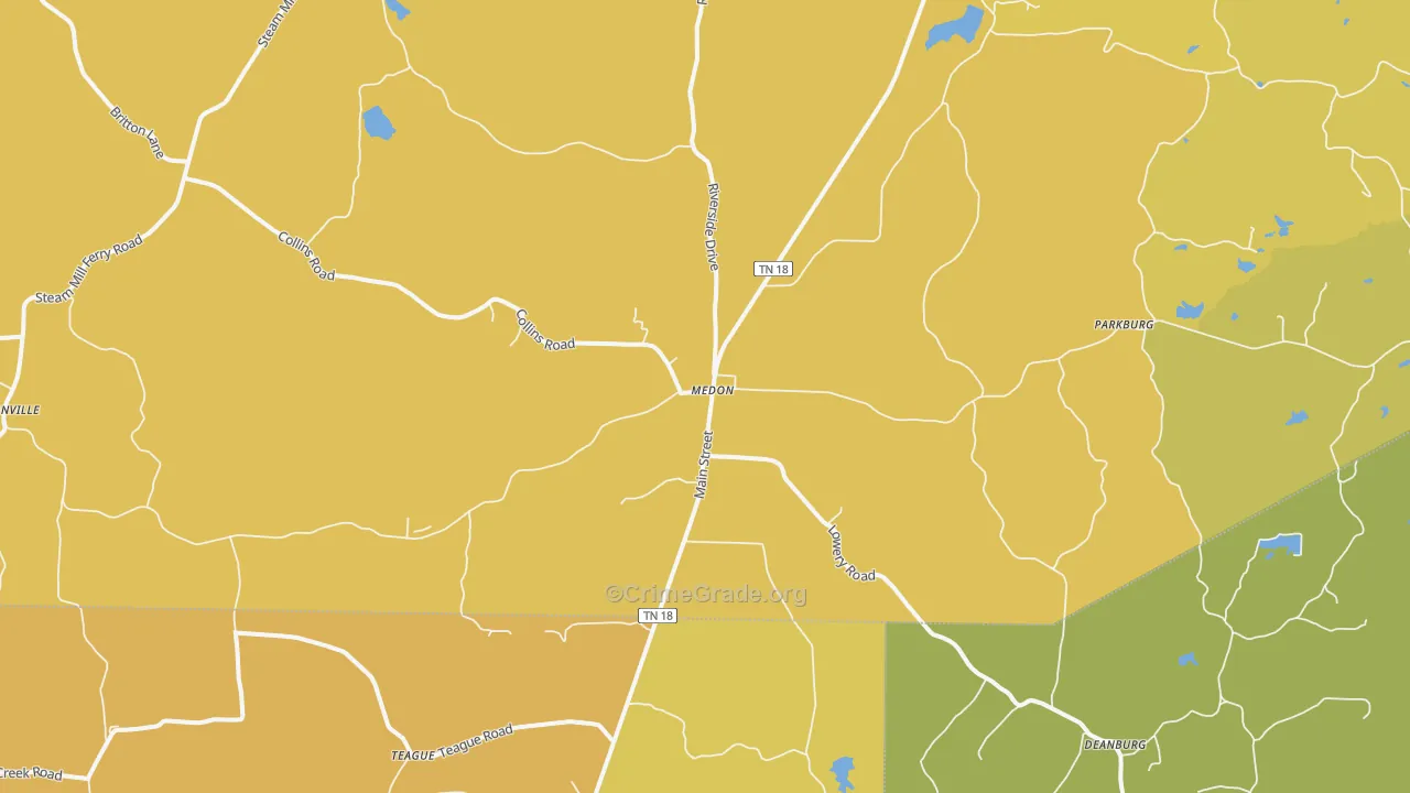 38356, TN Map of Vehicle Theft Rates