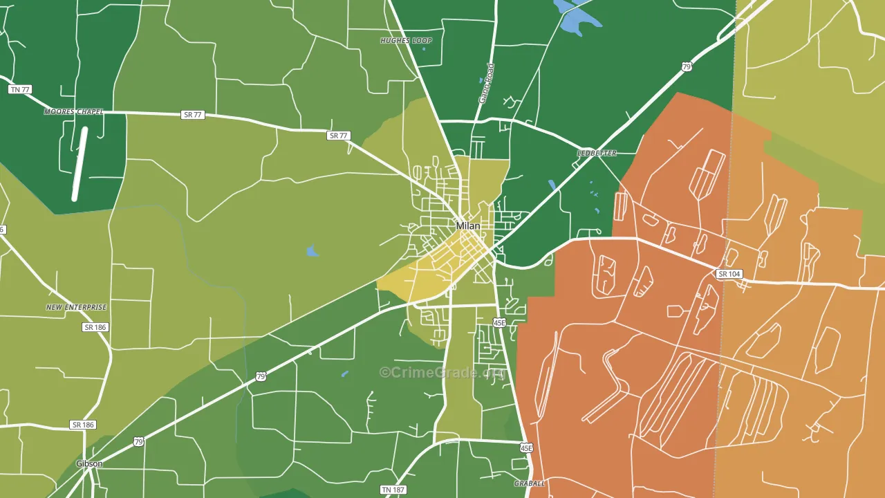 38358, TN Map of Vehicle Theft Rates