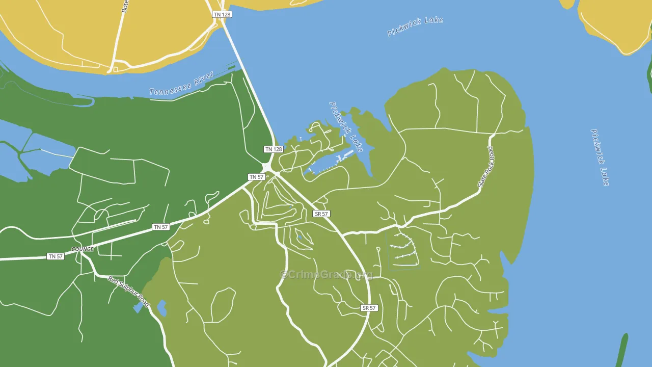 38365, TN Map of Vehicle Theft Rates
