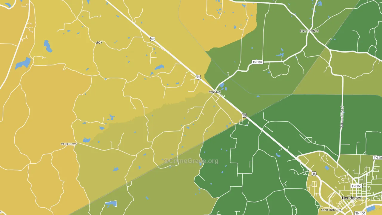 38366, TN Map of Vehicle Theft Rates
