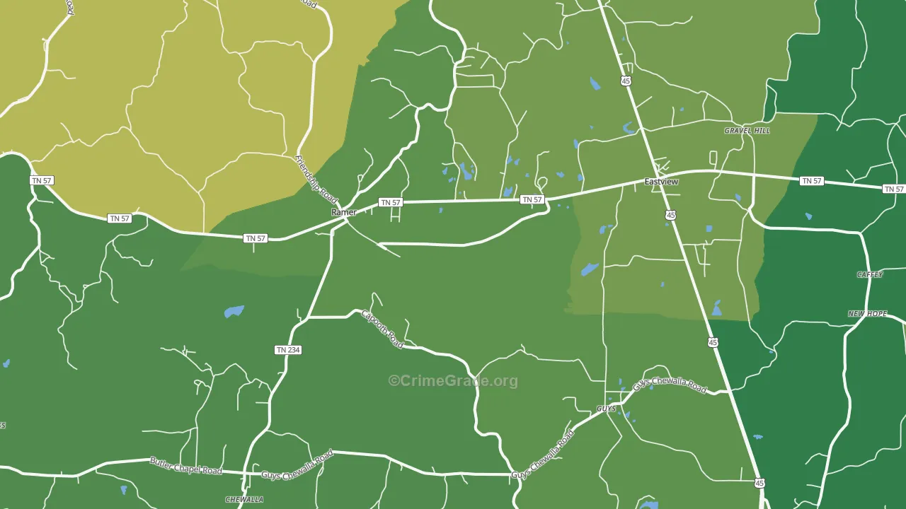 38367, TN Map of Vehicle Theft Rates