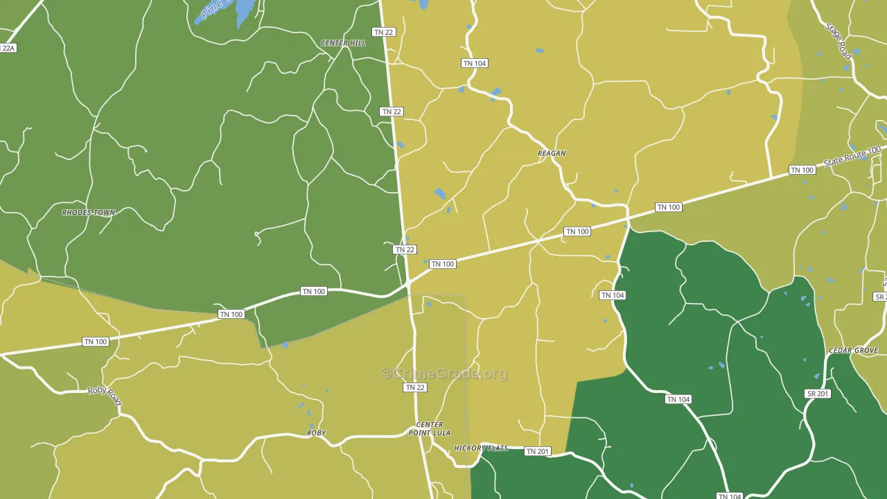 38368, TN Map of Vehicle Theft Rates