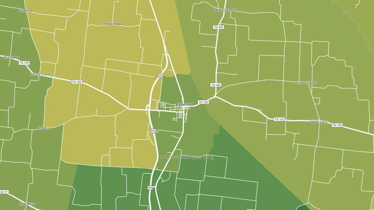 38369, TN Map of Vehicle Theft Rates