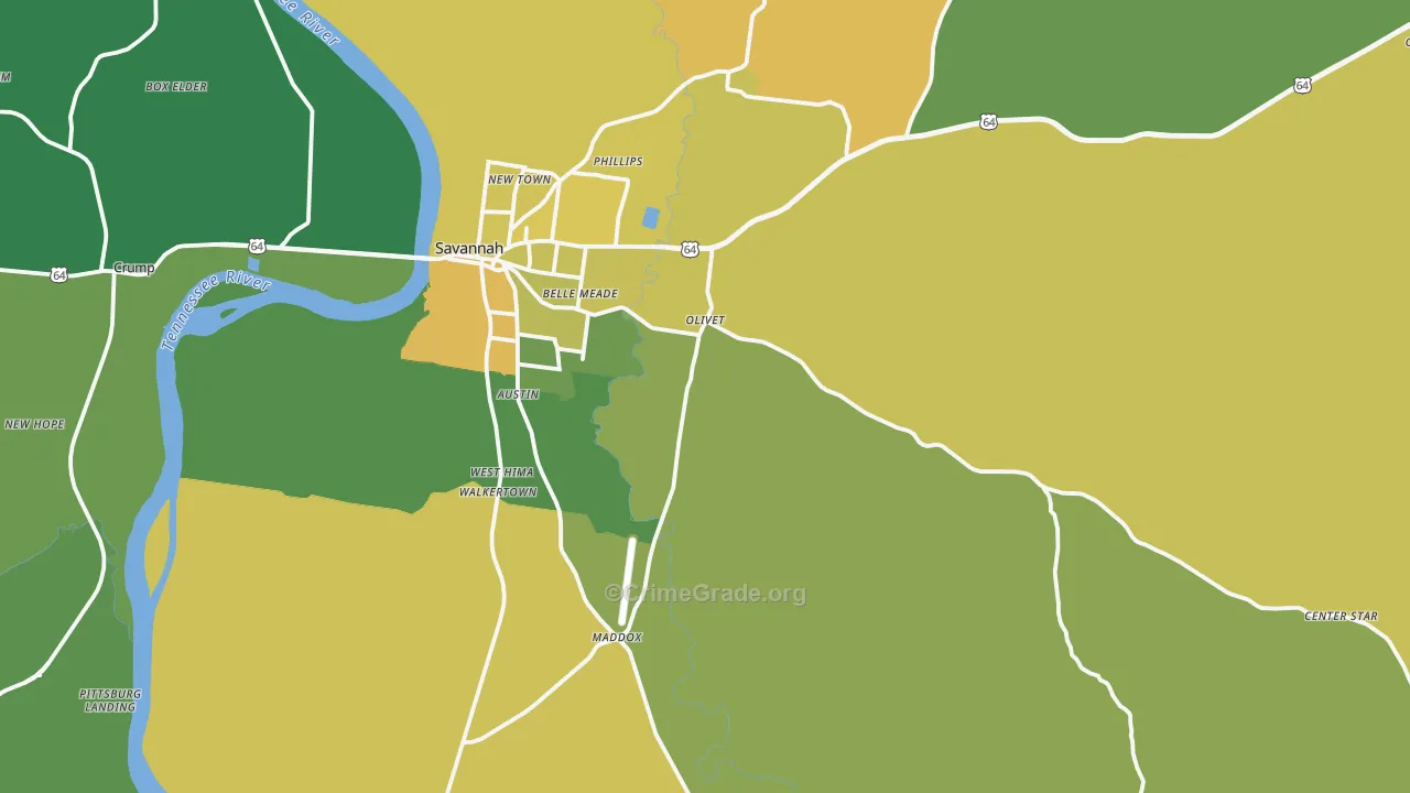 38372, TN Map of Vehicle Theft Rates