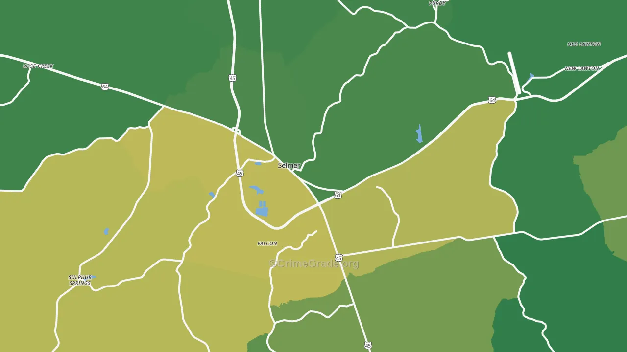38375, TN Map of Vehicle Theft Rates