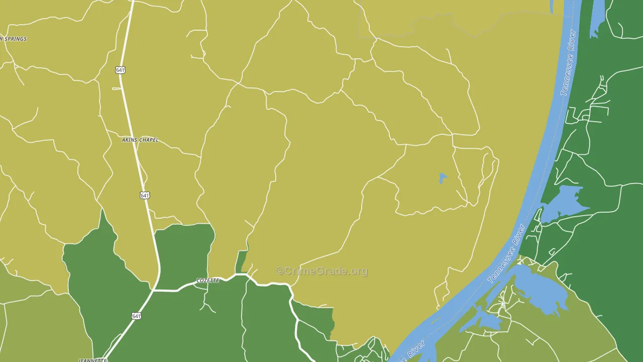 38380, TN Map of Vehicle Theft Rates
