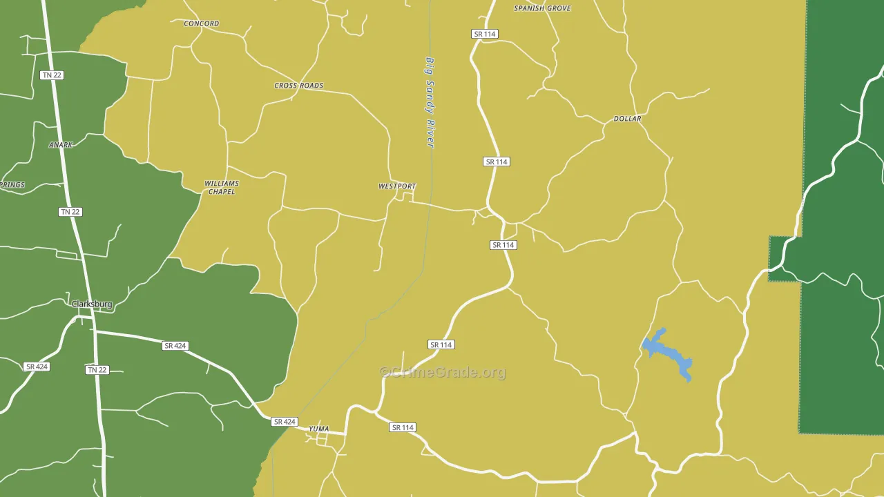 38387, TN Map of Vehicle Theft Rates