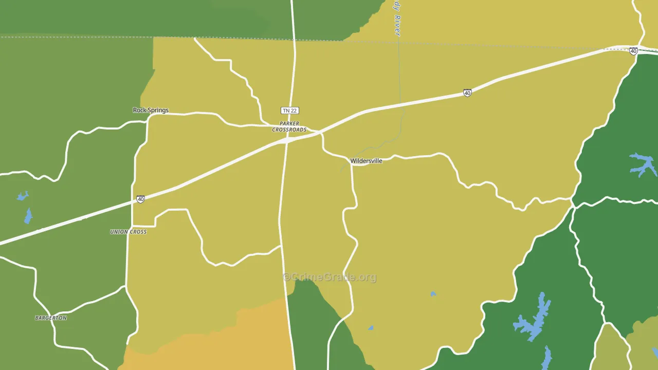 38388, TN Map of Vehicle Theft Rates