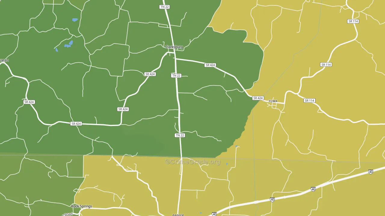 38390, TN Map of Vehicle Theft Rates