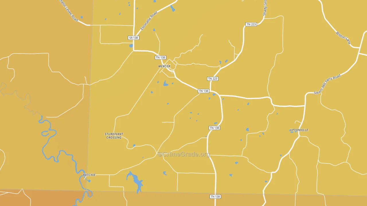 38392, TN Map of Vehicle Theft Rates