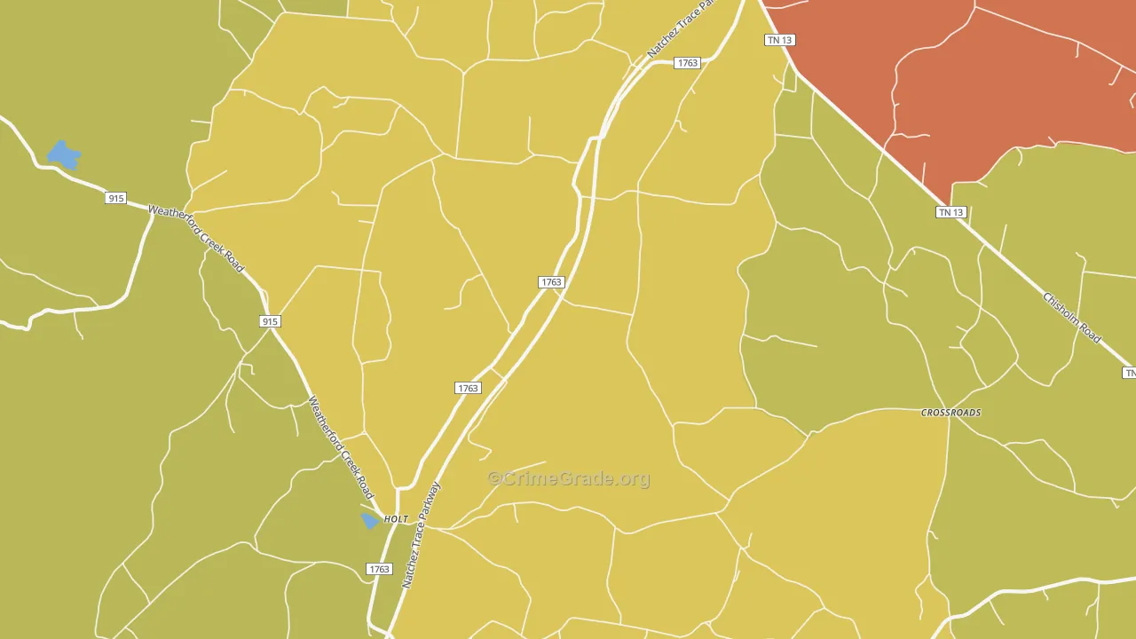 38452, TN Map of Vehicle Theft Rates