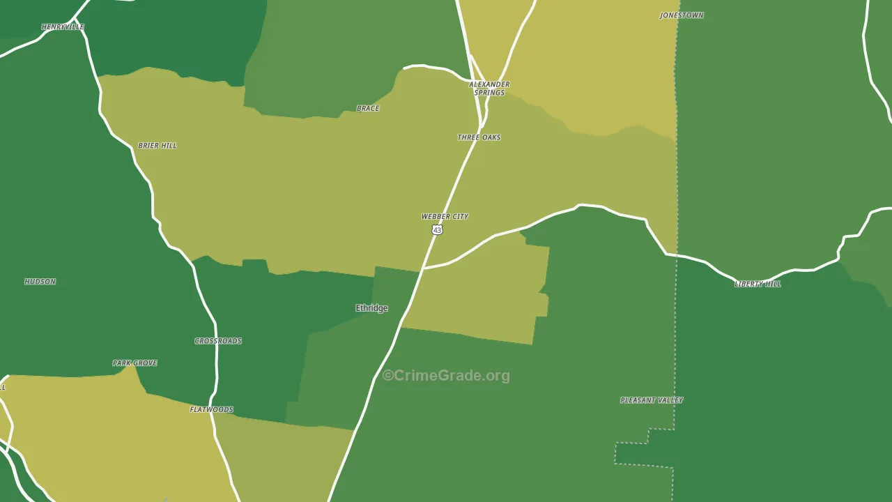 38456, TN Map of Vehicle Theft Rates