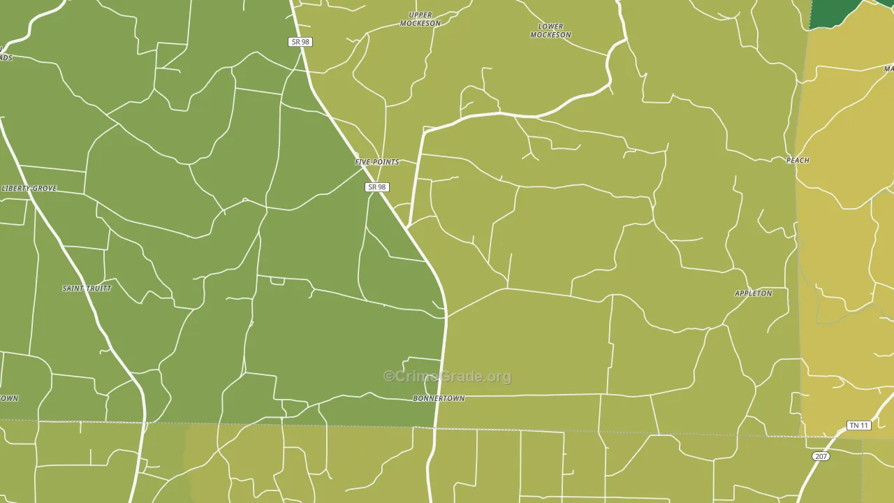 38457, TN Map of Vehicle Theft Rates