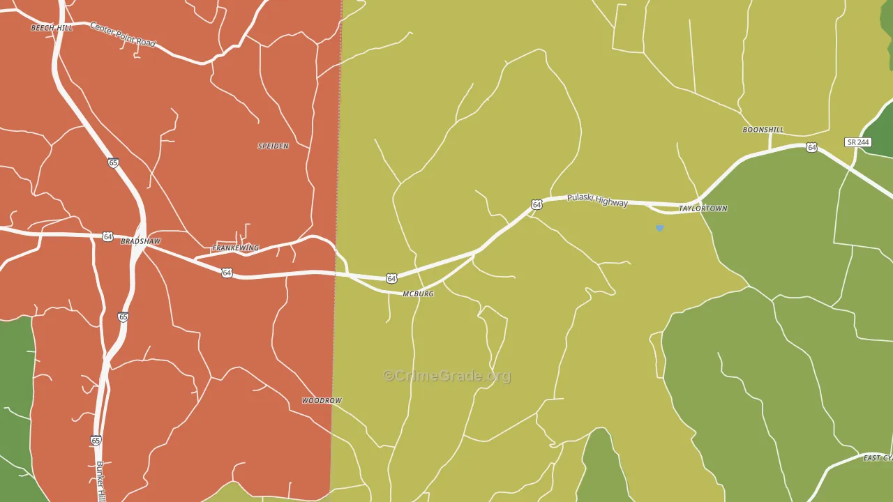 38459, TN Map of Vehicle Theft Rates