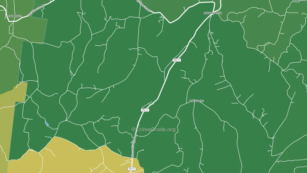 38460, TN Map of Vehicle Theft Rates