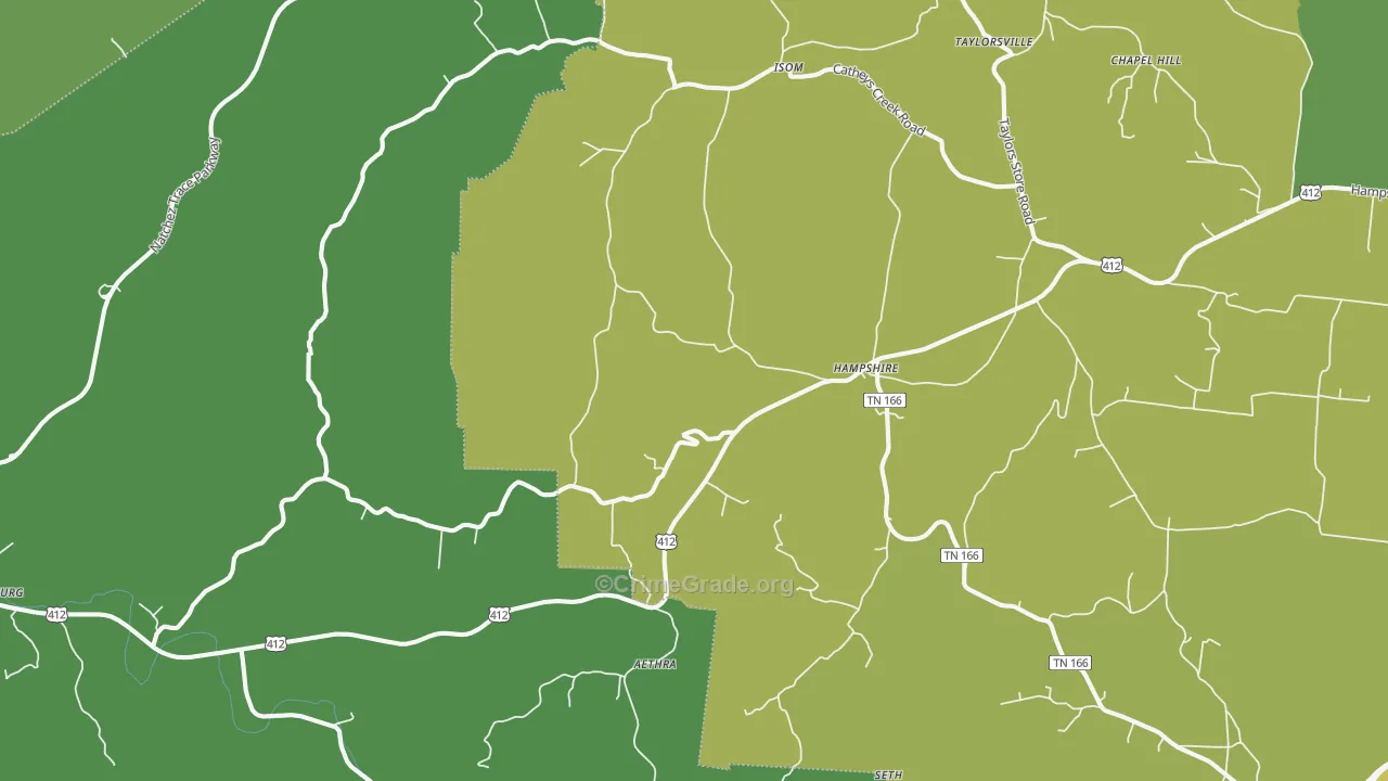 38461, TN Map of Vehicle Theft Rates