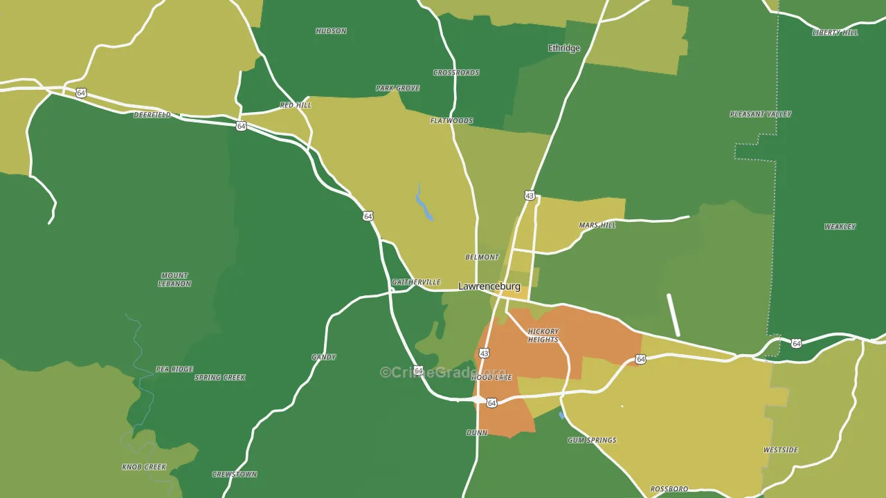 38464, TN Map of Vehicle Theft Rates