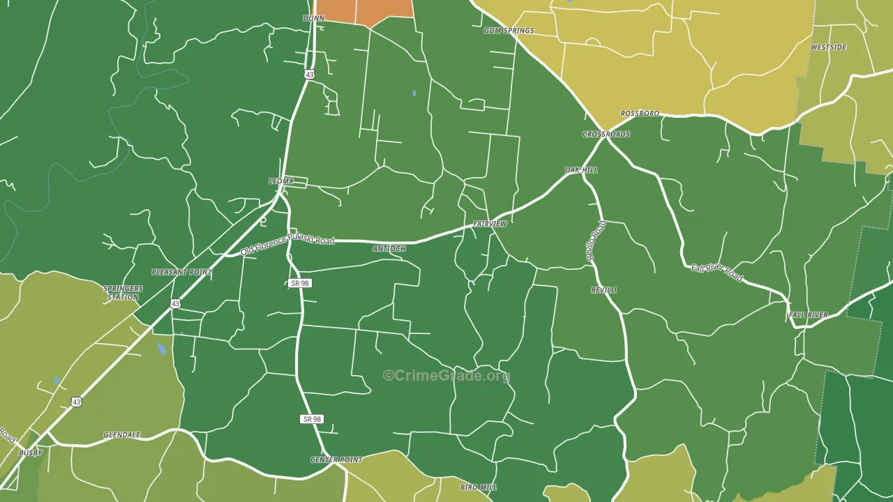38468, TN Map of Vehicle Theft Rates