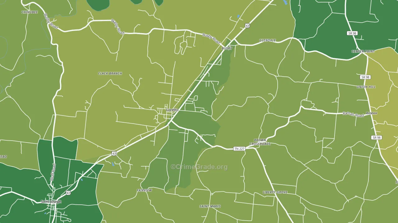38469, TN Map of Vehicle Theft Rates