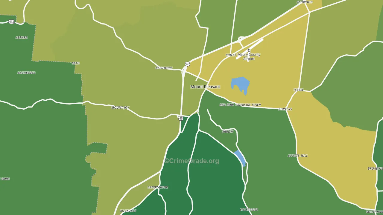 38474, TN Map of Vehicle Theft Rates