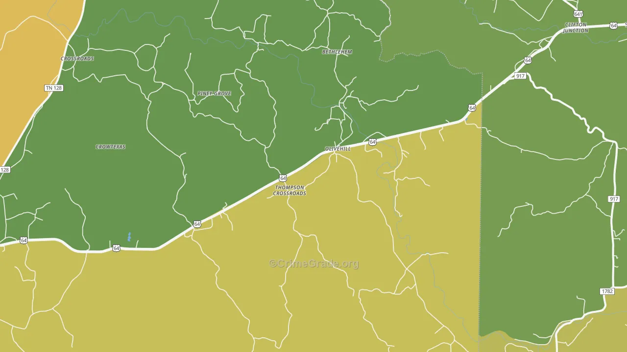 38475, TN Map of Vehicle Theft Rates