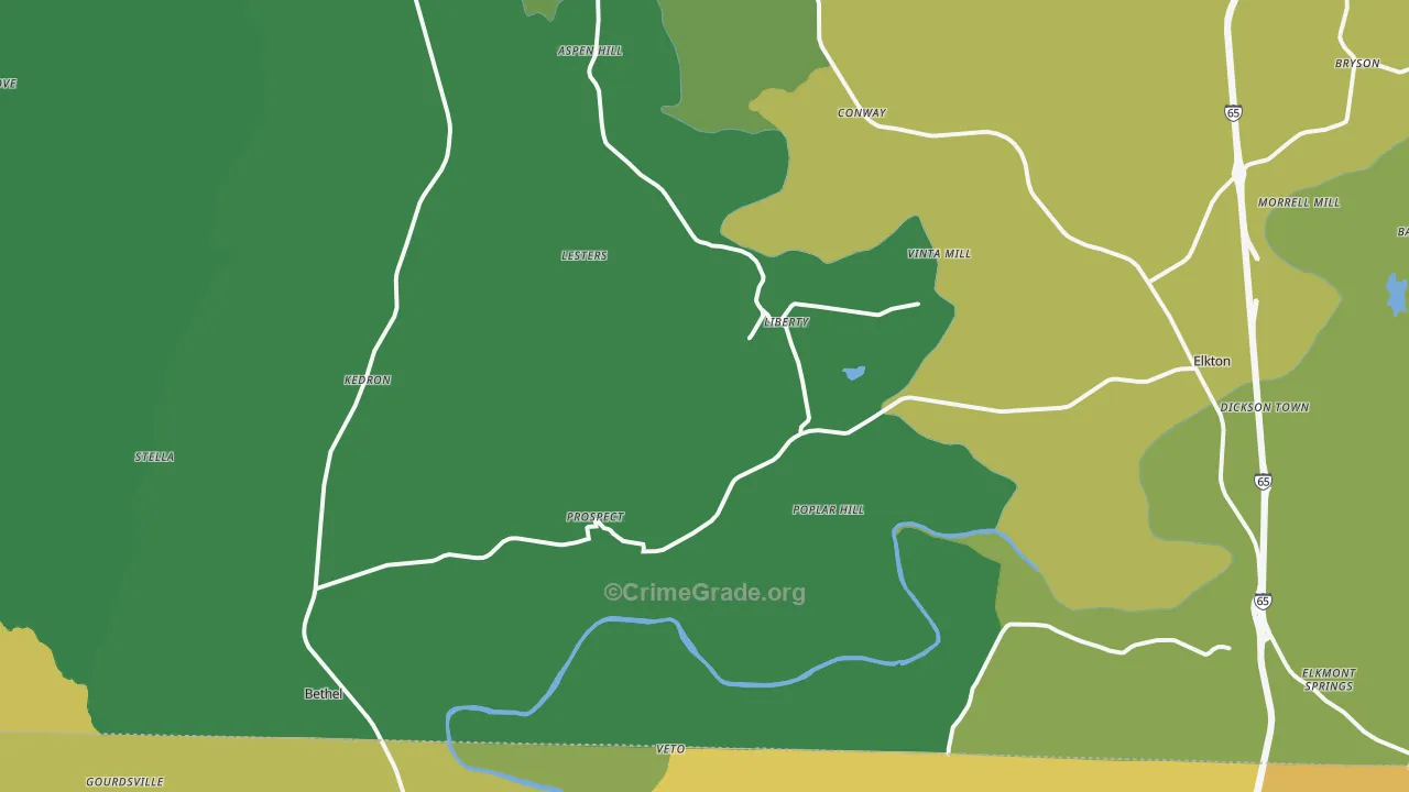 38477, TN Map of Vehicle Theft Rates