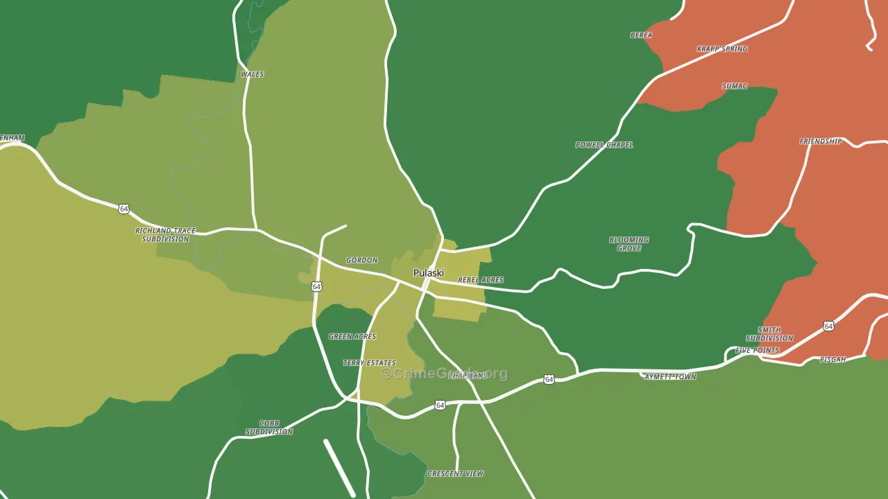 38478, TN Map of Vehicle Theft Rates