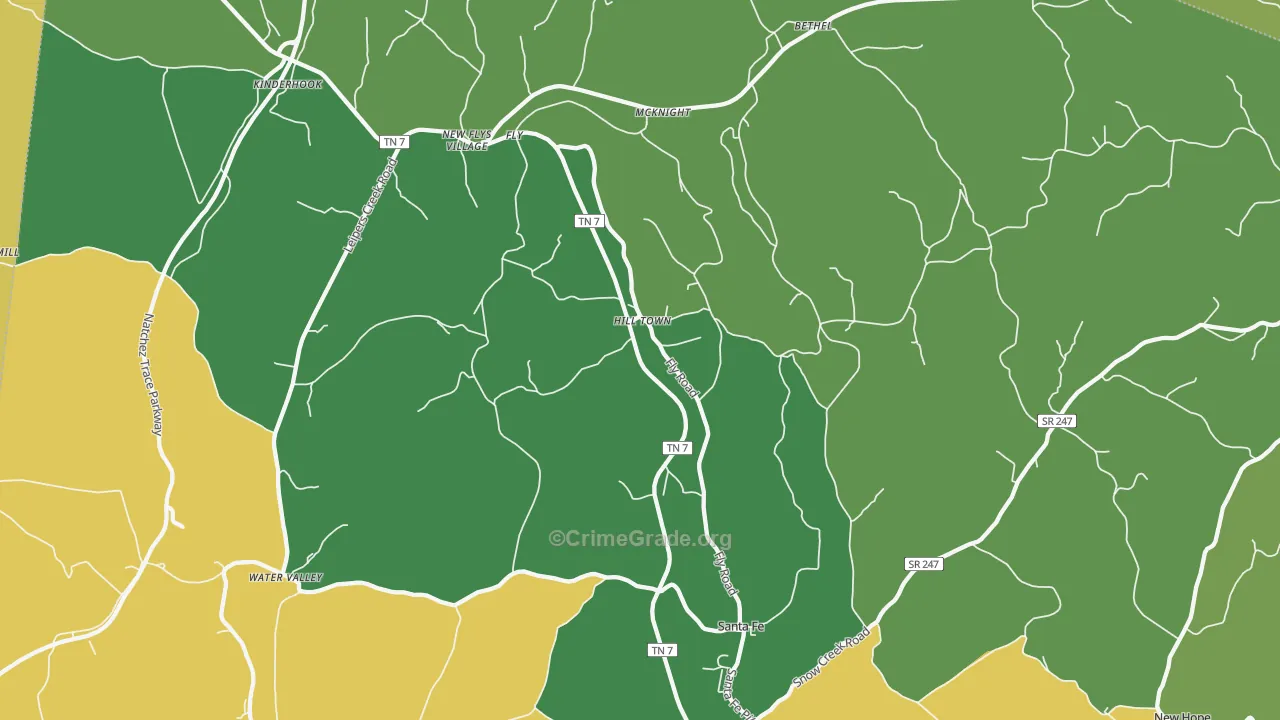 38482, TN Map of Vehicle Theft Rates