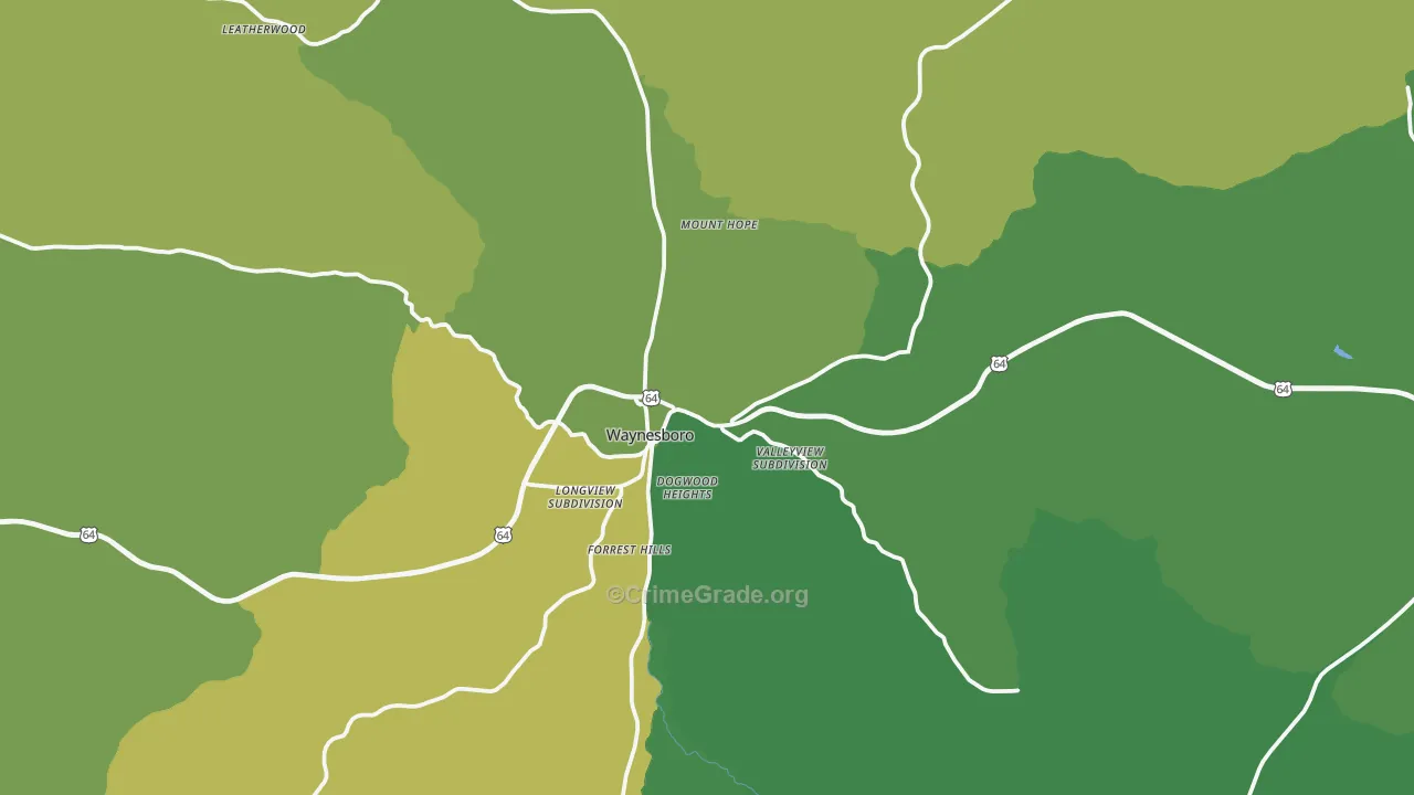 38485, TN Map of Vehicle Theft Rates