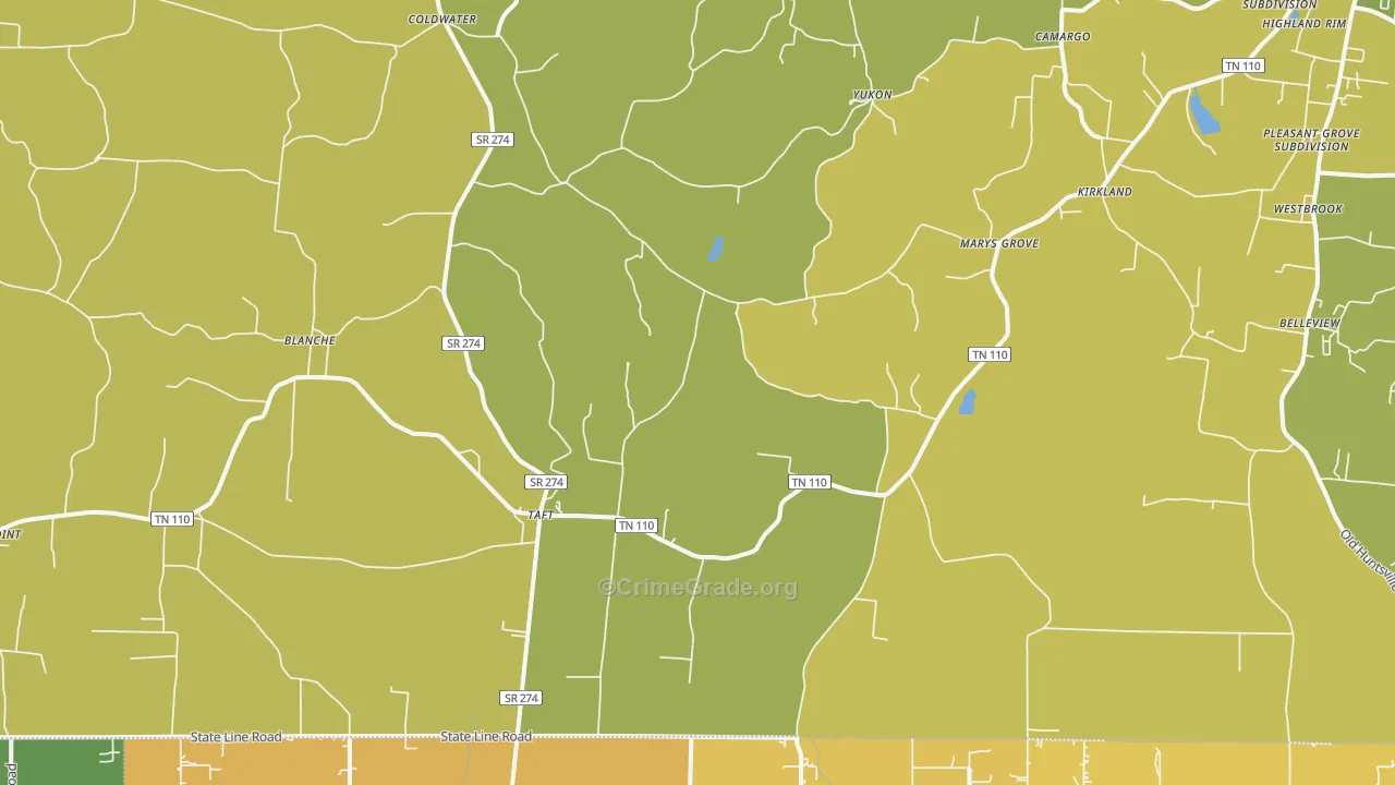 38488, TN Map of Vehicle Theft Rates