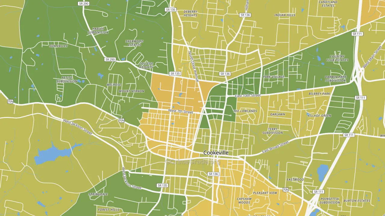 38505, TN Map of Vehicle Theft Rates
