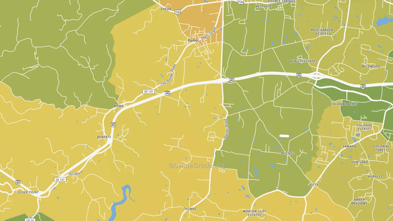 38544, TN Map of Vehicle Theft Rates