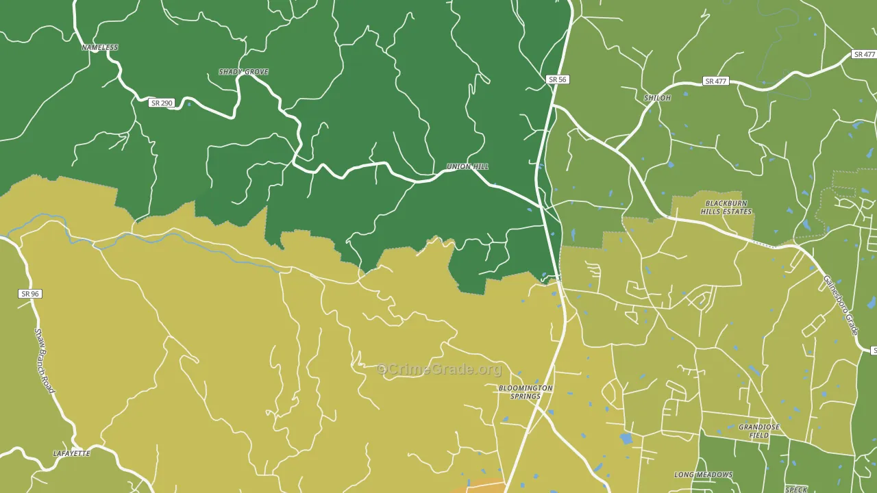 38545, TN Map of Vehicle Theft Rates