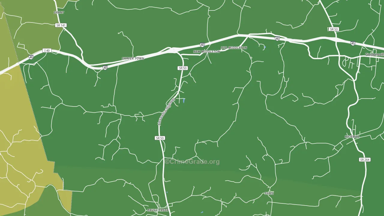 38547, TN Map of Vehicle Theft Rates